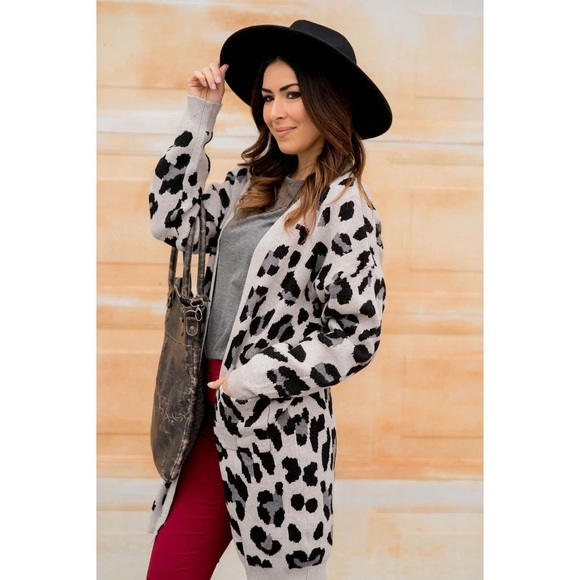 Vici Sweaters - Vici Dolls Leopard Long Cardigan